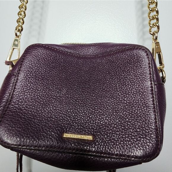 Rebecca Minkoff Moto 3 Zip Crossbody Bag Aubergine Purple Designer Bag - Picture 2 of 9